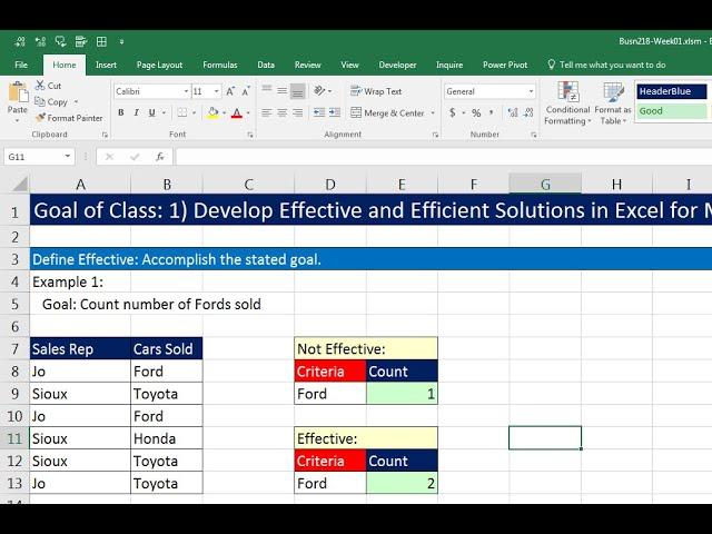 Highline Excel 2016 Class 01: Excel Fundamentals: Efficiency, Data, Data Sets, Formatting