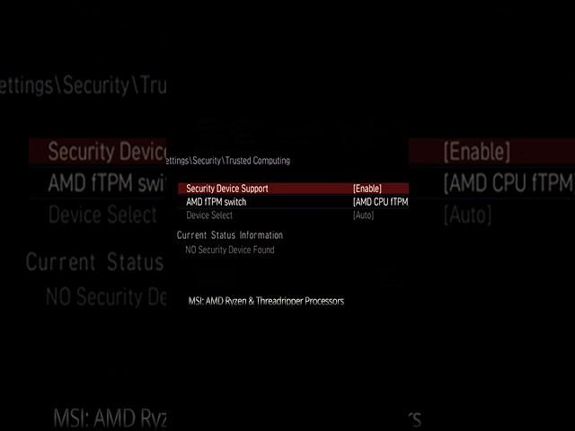 Easily Enable TPM on MSI Motherboards #shorts #tpm #secureboot