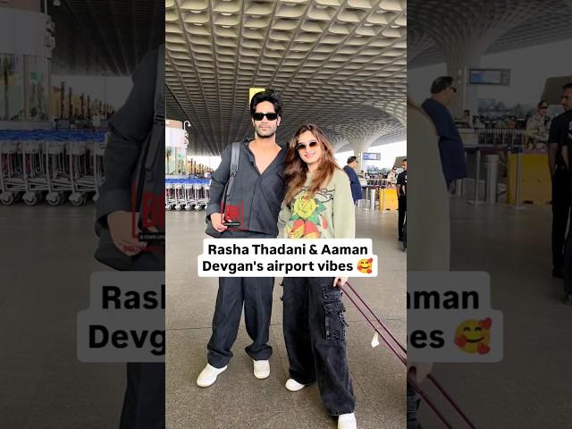 Rasha Thadani and Aaman Devgan's airport vibes  #rashathadani #aamandevgan #bollywoodhelpline