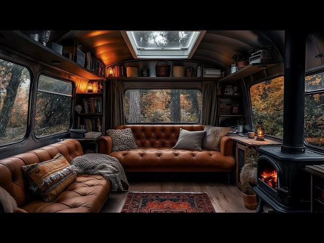 Cozy Caravan in the Rain Forest - The sound of rain and fire for relaxation