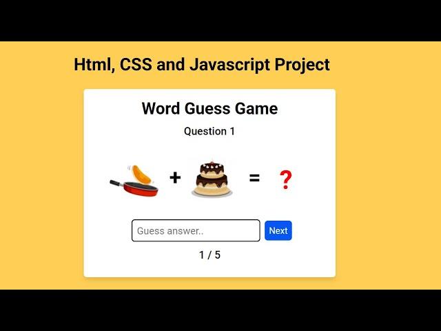 Word Guess with Image Game using Html, CSS and Javascript | 100 days 100 Videos Challenge day #6