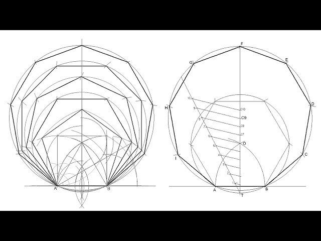 How to draw regular polygons knowing the length of one side - Compilation