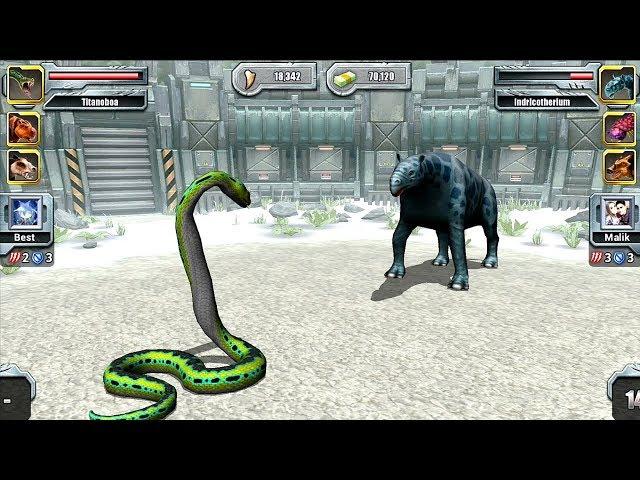 Titanoboa VS Indricotherium - Jurassic Park Builder GLACIER Tournament Android Gameplay