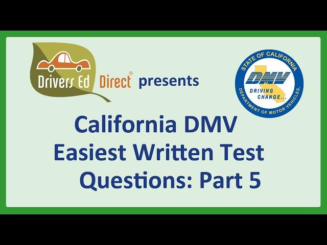 Easy California DMV Permit Test 100 Easiest DMV Questions Ranked #20 - #1 DMV Green Series Part 5