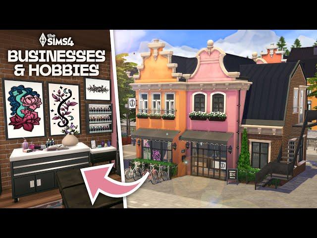 Nordhaven Tattoo Parlor w/ Upstairs Apartment // The Sims 4 Speed Build: Businesses & Hobbies