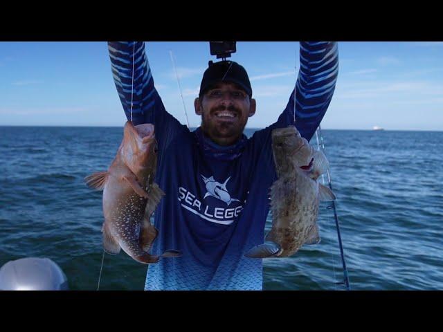 double trouble south of the tampa bay shipping channel. agressive groupers close october fishing