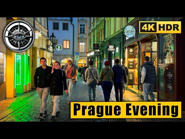 Prague Walking Tour in the Fog Evening  Czech Republic 4K HDR ASMR