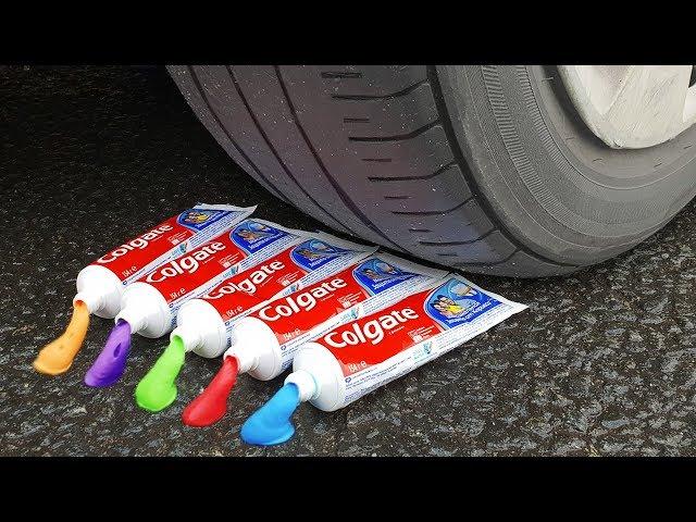 EXPERIMENT: CAR VS RAINBOW TOOTHPASTE