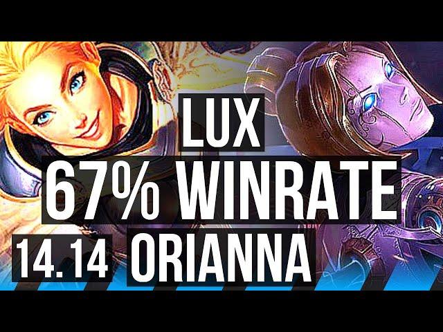 LUX vs ORIANNA (MID) | 9/1/7, 67% winrate, Legendary | NA Master | 14.14