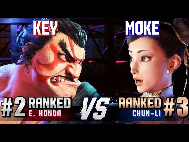 SF6 ▰ KEY (#2 Ranked E.Honda) vs MOKE (#3 Ranked Chun-Li) ▰ High Level Gameplay