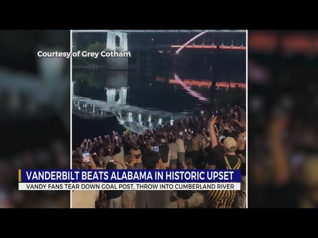 Vanderbilt goal post torn down, thrown in Cumberland River following victory over Alabama