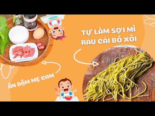 Tự Làm Sợi Mì Rau Cải Bó Xôi Cho Bé | Ăn Dặm Mẹ Cam