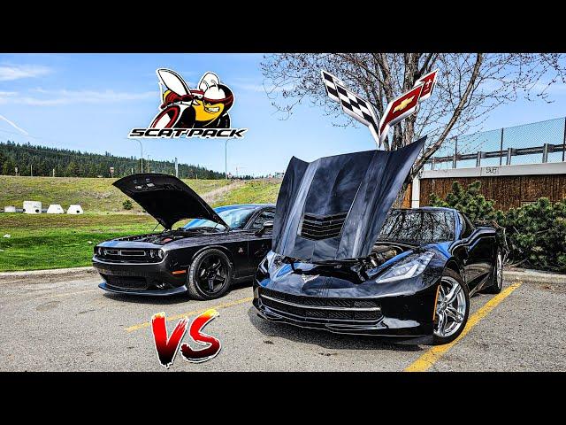 How much faster is a Corvette Stingray vs Challenger Scatpack manual? (6.2L vs 6.4L)