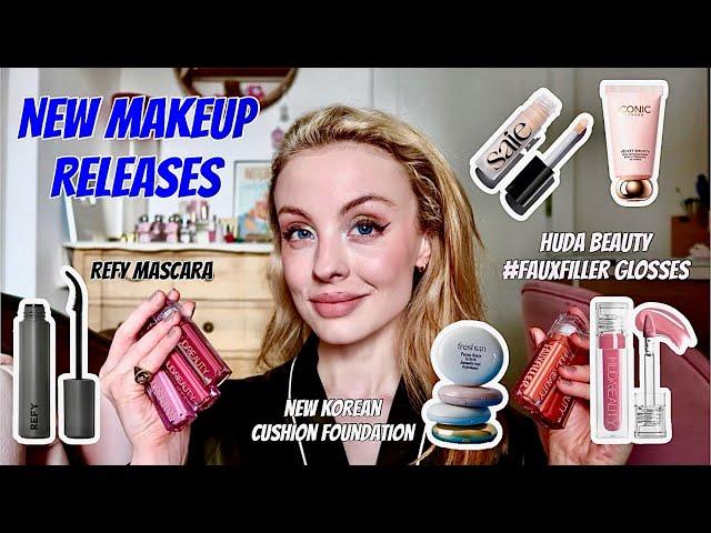 FULL FACE OF NEW MAKEUP | huda beauty #fauxfiller glosses, refy lash sculpt & more!