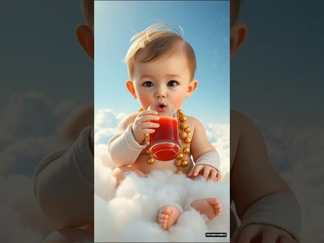 child drinks juice on a cloud #ai #child #shorts