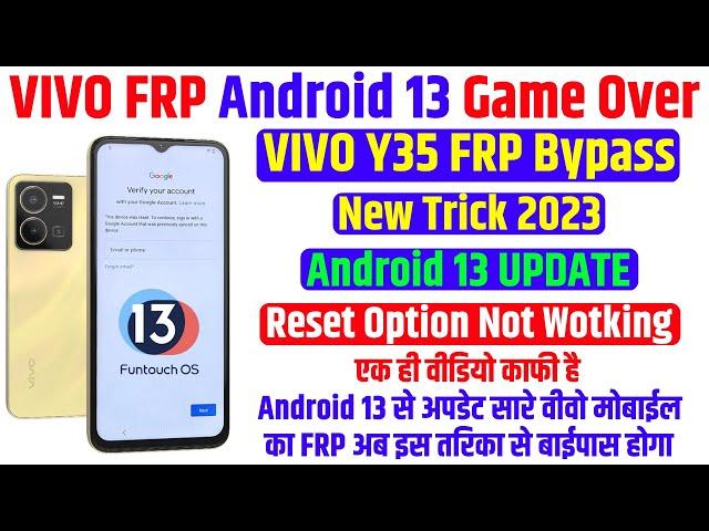 VIVO Y35 Frp Bypass New Trick Android 13 Update  All Vivo Frp Bypass Android 13 Update New Trick