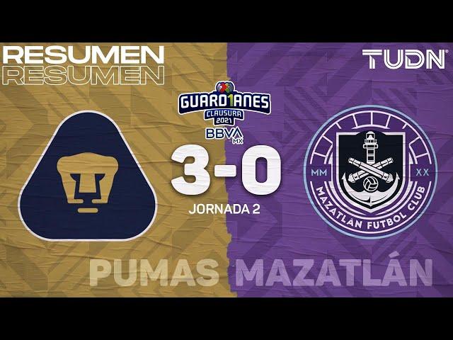 Resumen y goles | Pumas 3-0 Mazatlán FC | Torneo Guard1anes 2021 BBVA MX - J2 | TUDN