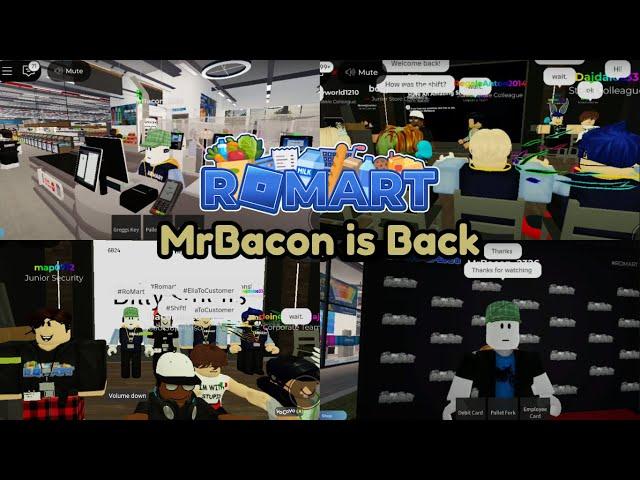 [Day 37] MrBacon is back at RoMart, Attend Shifts And He....(Roblox)