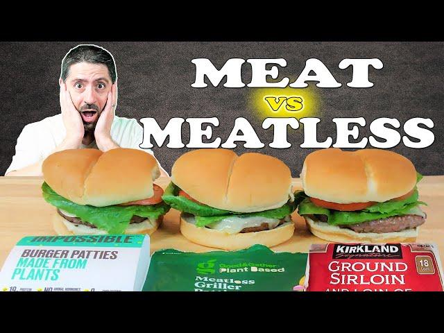 IMPOSSIBLE Meat Burger vs TARGET Meatless Brand vs REAL Beef Burger Taste Test