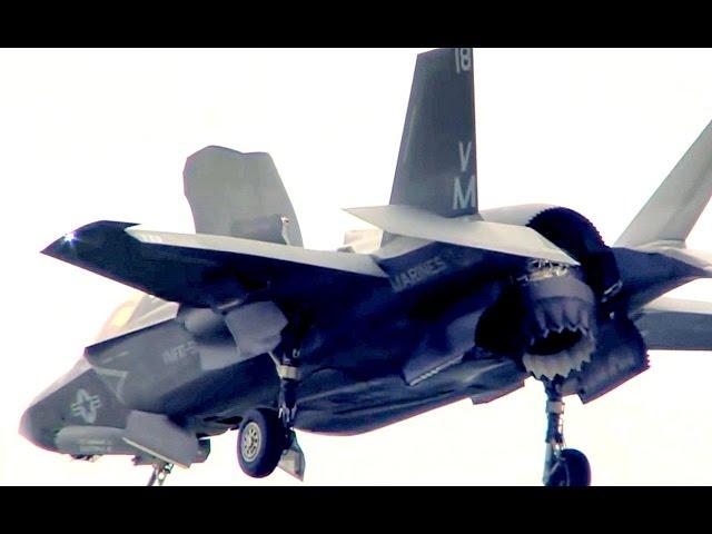 Истребитель F-35B стелс принятый на вооружение в США показан на авиасалоне в Фарнборо 2016