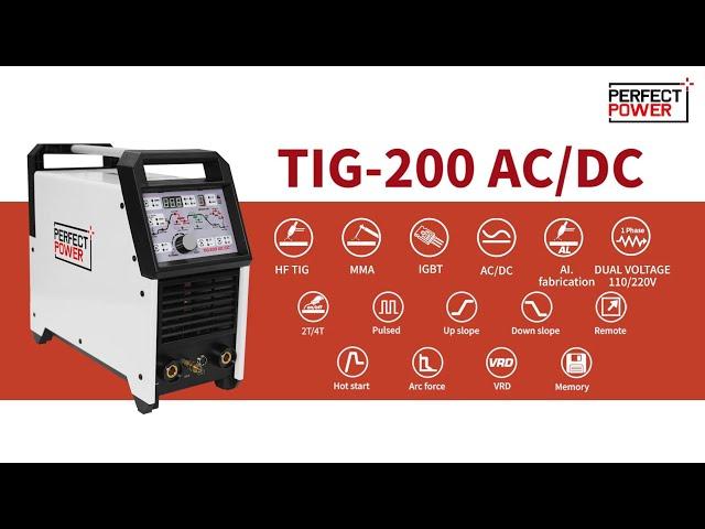 TIG-200 AC/DC pulse TIG aluminum welding with digital control and MMA welding | PERFECT POWER