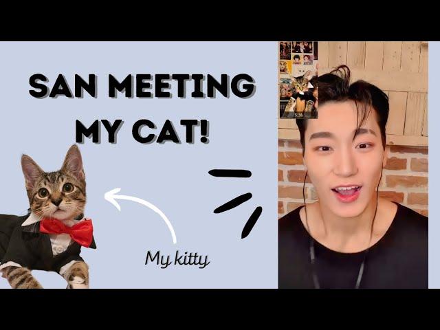 SAN MEETING MY CAT PICKLES!! (video call with ATEEZ  San 에이티즈 최산)