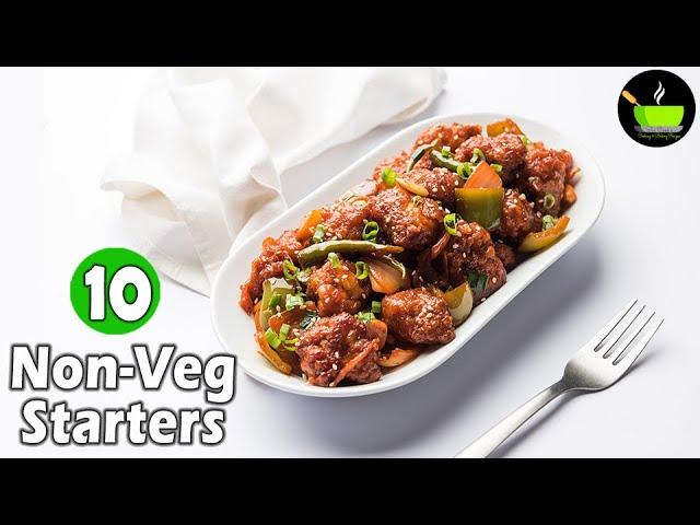 10 Non-Veg Starters Ideas | Appetizers | Indian Non-Veg Dish Recipes