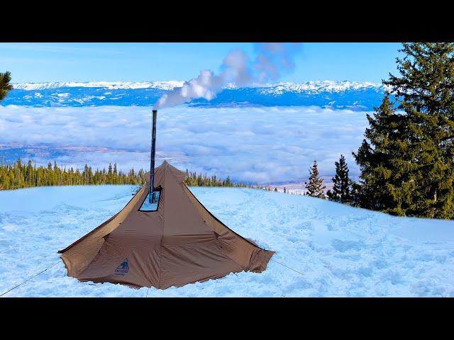 Winter Hike and Hot Tent in Snowy Mountains