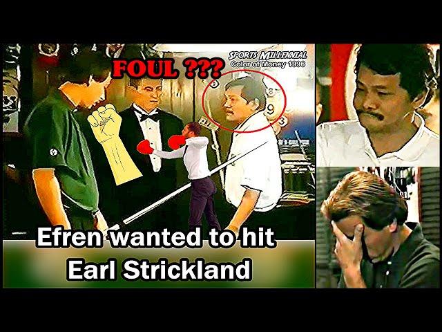 FOUL? Angry Efren Reyes almost hit Earl Strickland.