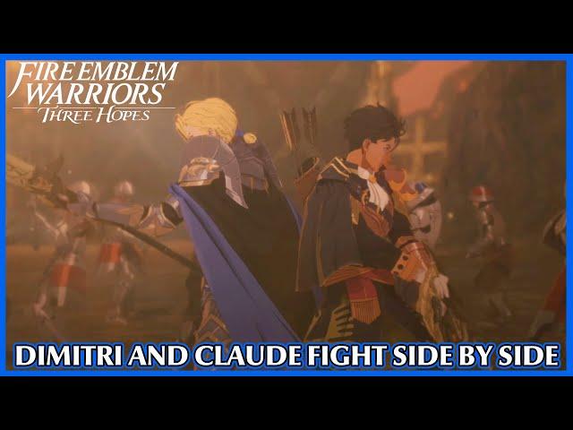 Dimitri and Claude fighting side by side - Fire Emblem Warriors Three Hopes