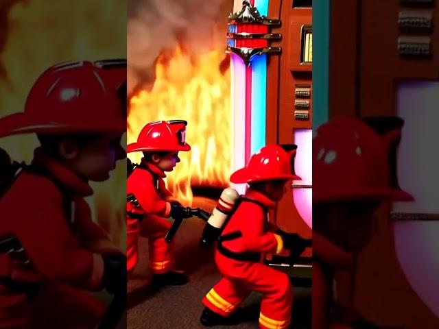 Tiny Firefighters Battle Giant Jukebox Inferno