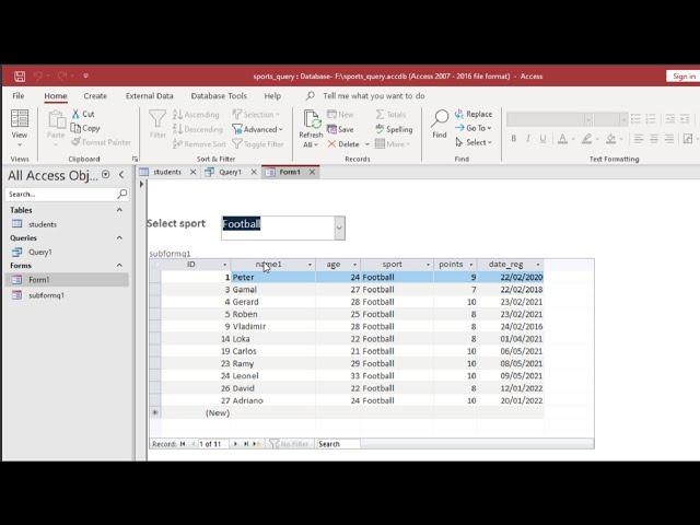 How to filter subform using Combo box in MS access forms VBA