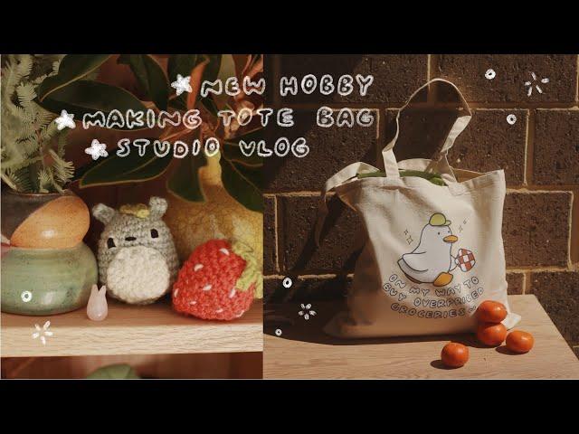 studio vlog ⋆˚⊹ new hobby / making merch