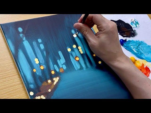 How to Draw a Couple Walking in the Rain / Acrylic Painting