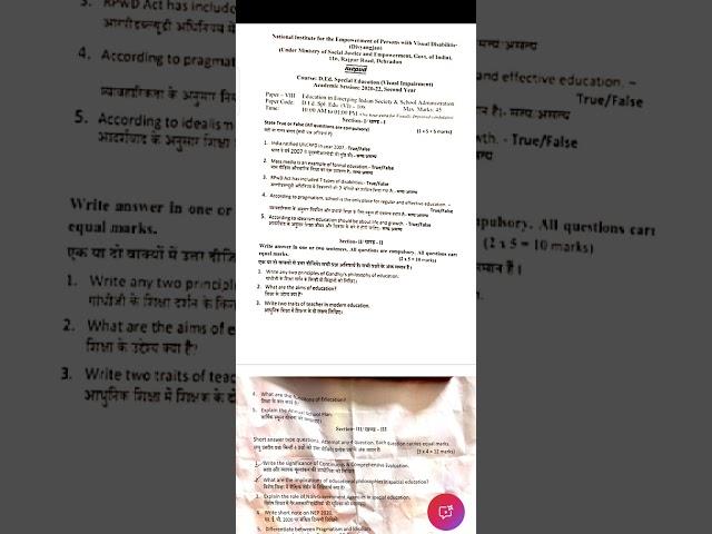 education emerging Indian society and school administration# ded special education # previous paper