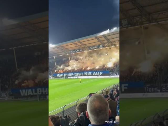 Bengalo-Choreografie der SV Waldhof-Fans