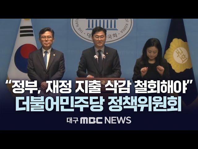 “정부, 재정 지출 삭감 철회해야” 더불어민주당 정책위원회 | 대구MBC 2024년 10월 28일