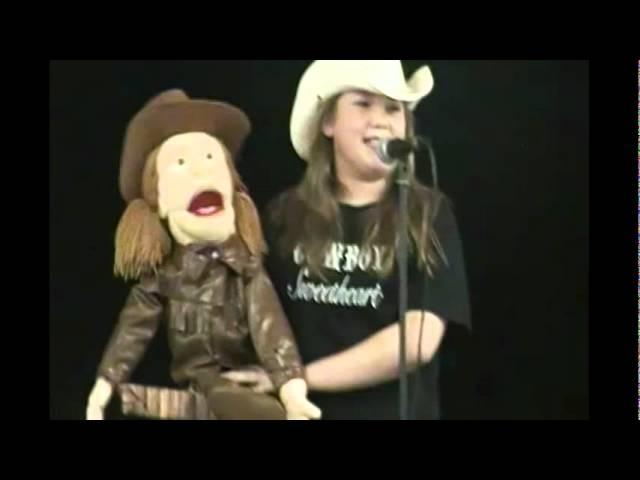 Arianna Brooke, young ventriloquist, yodeling and singing "Cowboy Sweetheart"