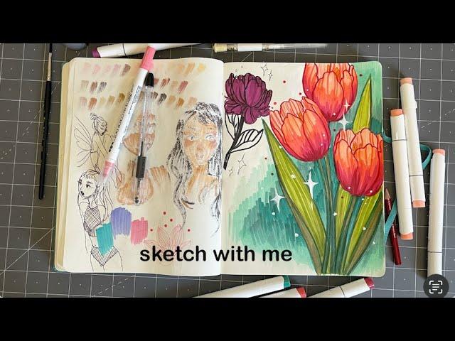 SKETCH WITH ME/ TULIPS OHUHU MARKERS // jacquelindeleon