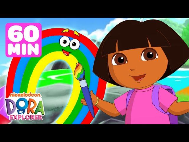 Dora's Coloring Party w/ Rainbows!  Dora the Explorer 1 Hour | Dora & Friends