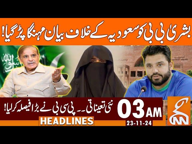 Harsh Words Backfired | Bushra Bibi in Trouble | PCB | News Headlines | 03 AM | 23 NOV 2024 | GNN