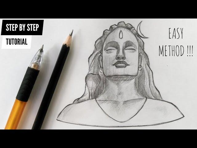 How To Draw Lord Shiva "Adiyogi Sketch" Step By Step Tutorial (Easy Method)