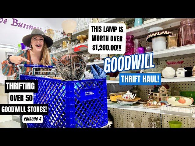 AN UNBELIEVABLE FIND!! THRIFTING OVER 50+ GOODWILL THRIFT STORES! Thrift With Me Episode 4