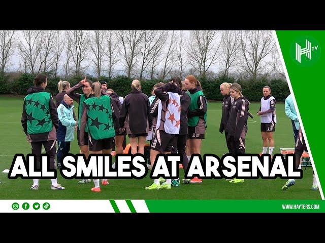 Slegers gets involved as Arsenal Women train before Bayern Munich