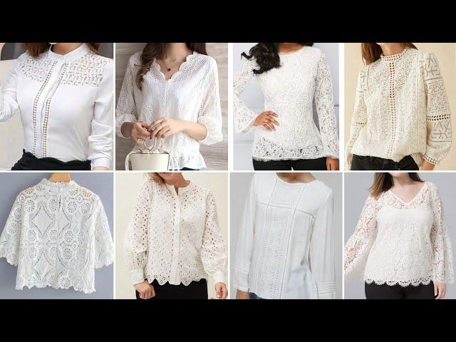 Awesome luxury vintage style white beautiful lace pattern tops/blouse designs ideas for women 2023