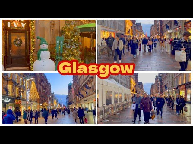 Glasgow Scotland 󠁧󠁢󠁳󠁣󠁴󠁿 City Centre Night Walkthrough December 2024 / Glasgow virtual tour