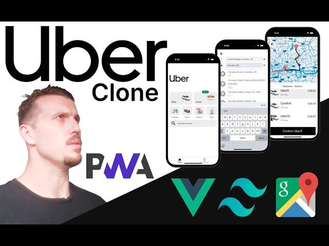 Uber Clone with Vue 3, Tailwind CSS, Node JS, Google Maps, PWA, Javascript