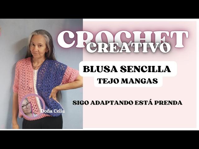 Blusa Sencilla con Mangas #crochetprincipiantes #blusatejida #creatividad