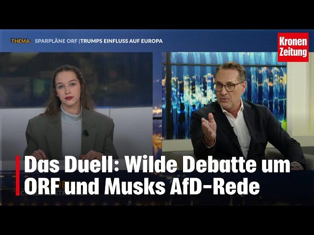 Schilling vs. Strache: Wilde Debatte um ORF und Musks AfD-Rede | krone.tv DAS DUELL