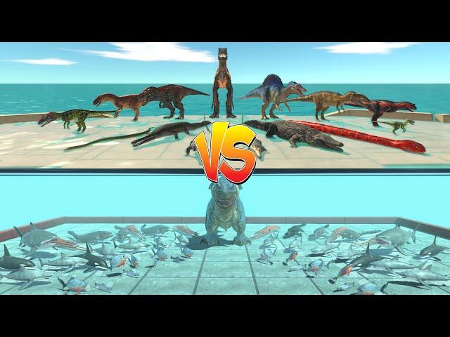 Underwater Battle: Carnivorous Dinosaur + Reptile VS Aquatics Team